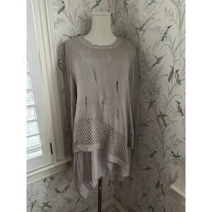 Trendology Women’s Sweater Tunic Crochet Lined Hobo Beige Size Medium